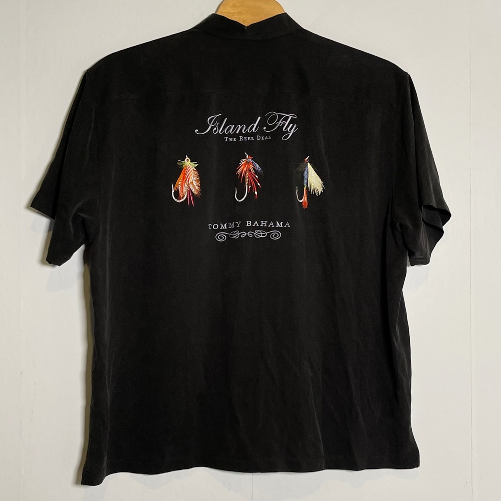 Tommy Bahama Mens XXL Black Silk Camp Shirt Island Fly Limited Edition NWT - Picture 4 of 12